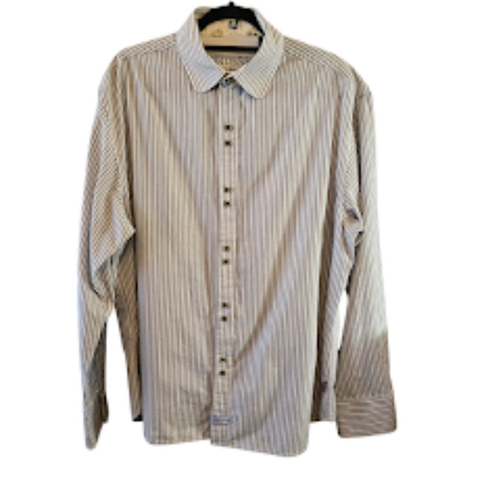 ENGLISH LAUNDRY JOHN LENNON COLLECTION BUTTON DOWN SHIRT  XXL BLACK TAN STRIPES